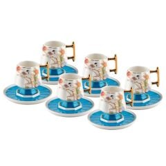 MAVİ AYAKLI 6 KİŞİLİK TÜRK KAHVESİ FİNCANI