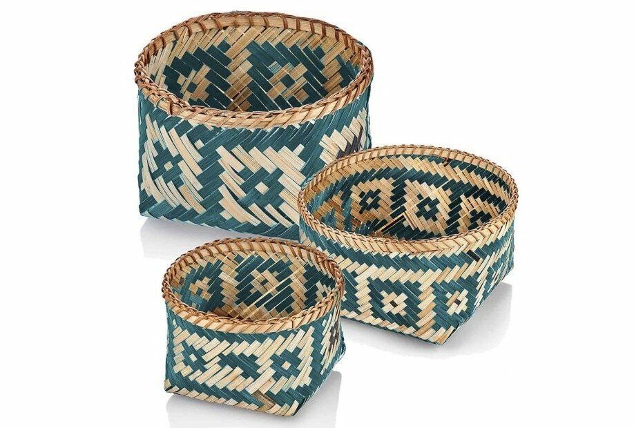 HASIR BAMBU 3'LÜ SEPET SET YEŞİL
