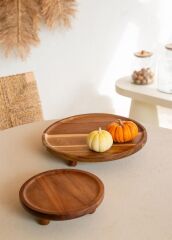 NATURA AKASYA AYAKLI SERVİS TABAK 20X6CM