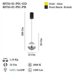 RABITA 01 ALTIN LEDLİ SARKIT AVİZE 3000K