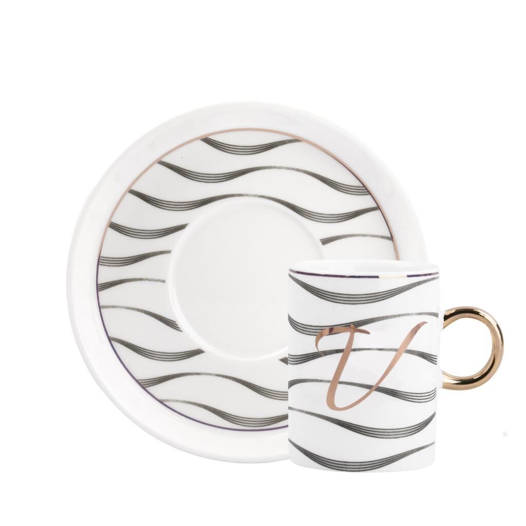 MONO V HARFİ TEK KİŞİLİK TÜRK KAHVESİ FİNCANI