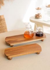 NATURA AKASYA AYAKLI SERVİS TABAK 40X16X4CM