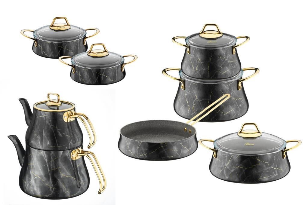 MERMER SİYAH 14 PARÇA TENCERE SETİ