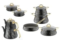 MERMER SİYAH 14 PARÇA TENCERE SETİ