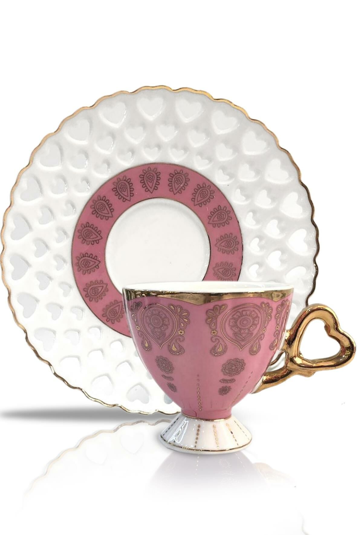 PEMBE KALPLİ 6'LI TÜRK KAHVESİ FİNCANI