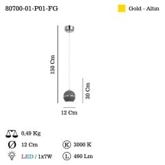 POLVERA LEDLİ SARKIT AVİZE 7W 3000K