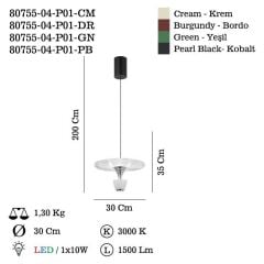 RABITA 04 KREM LEDLİ SARKIT AVİZE 3000K