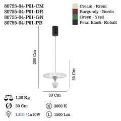 RABITA 04 KREM LEDLİ SARKIT AVİZE 3000K