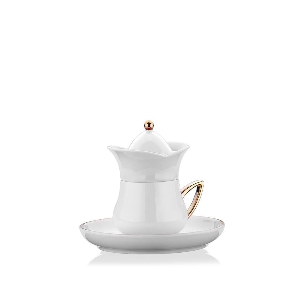 LALEZAR BEYAZ 2 KİŞİLİK TÜRK KAHVESİ FİNCANI