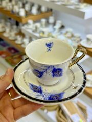 PAULINA MAVİ TEK KİŞİLİK TÜRK KAHVESİ FİNCANI DESEN2