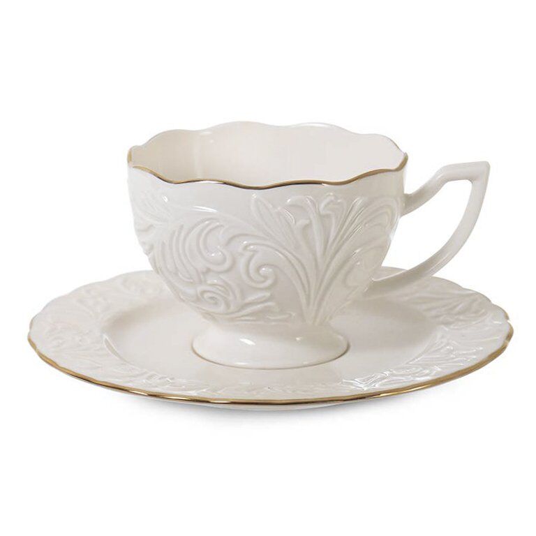 ROSEN ALTIN KREM KABARTMALI 6'LI ÇAY FİNCANI