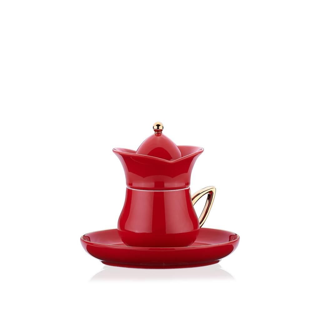 LALEZAR KIRMIZI 2 KİŞİLİK TÜRK KAHVESİ FİNCANI