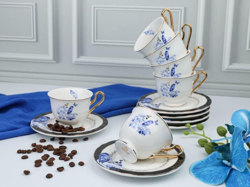 PAULINA MAVİ 6 KİŞİLİK TÜRK KAHVESİ FİNCANI DESEN1