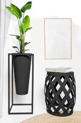 PRİZMA SİYAH TABURE&YAN SEHPA 50X35CM