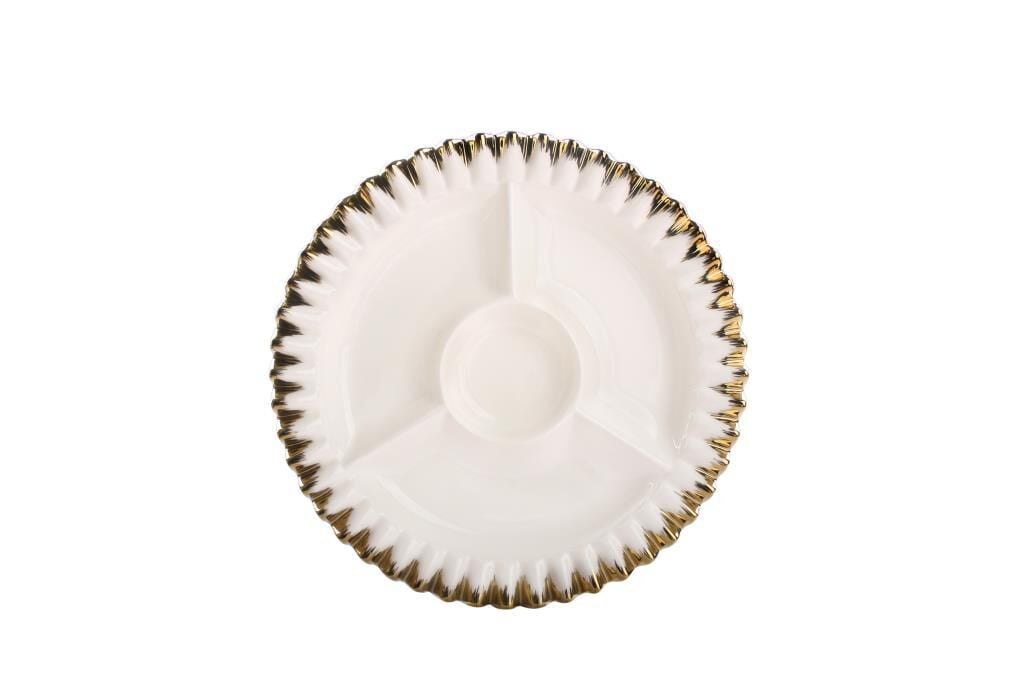 BEYAZ ALTIN AVANGARDE BÖLMELİ SUNUM TABAK 38CM