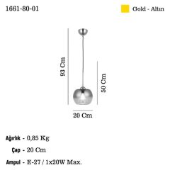 KARDEN TEKLİ ALTIN SARKIT AVİZE 1XE27