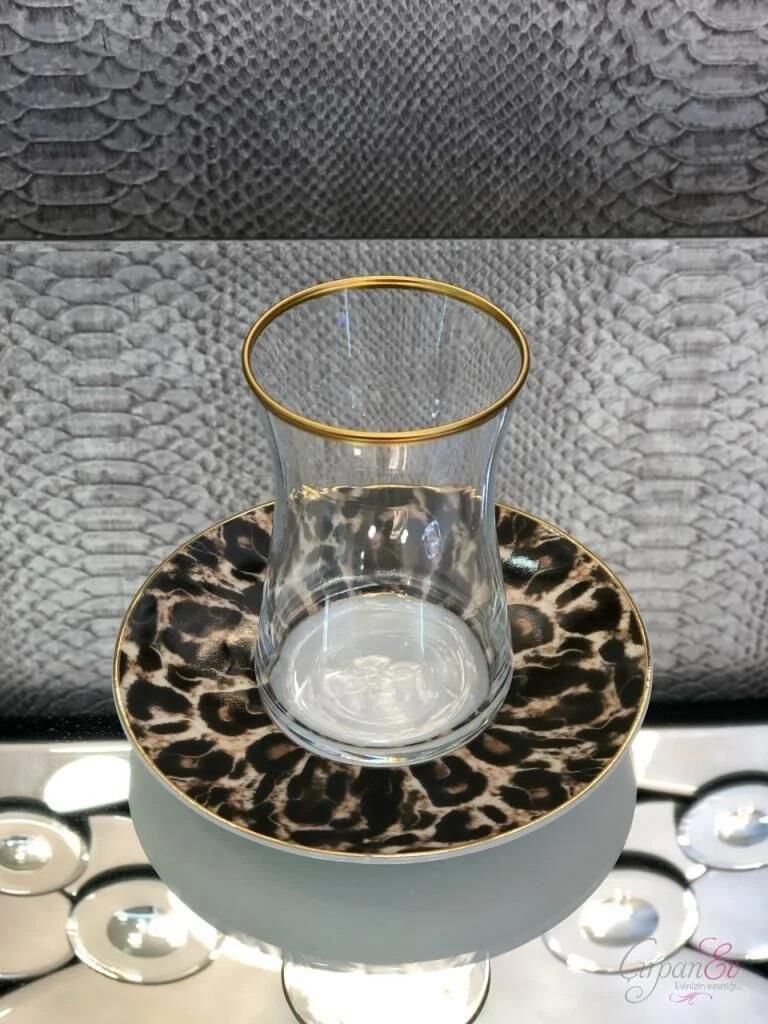 PORIO LEOPAR DESENLİ 1 KİŞİLİK ÇAY SETİ