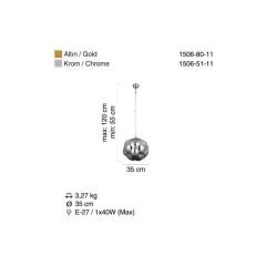 BOBO ALTIN TEKLİ AVİZE 35CM