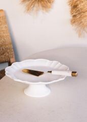 GRANDE BEYAZ AYAKLI SERVİS TABAK 33X12CM