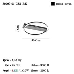 BERGO K.BOY LEDLİ PLAFONYER AVİZE 30W 3000K