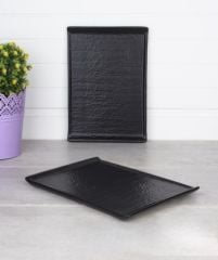 MAT SİYAH TAŞ DESEN TEPSİ 24CM