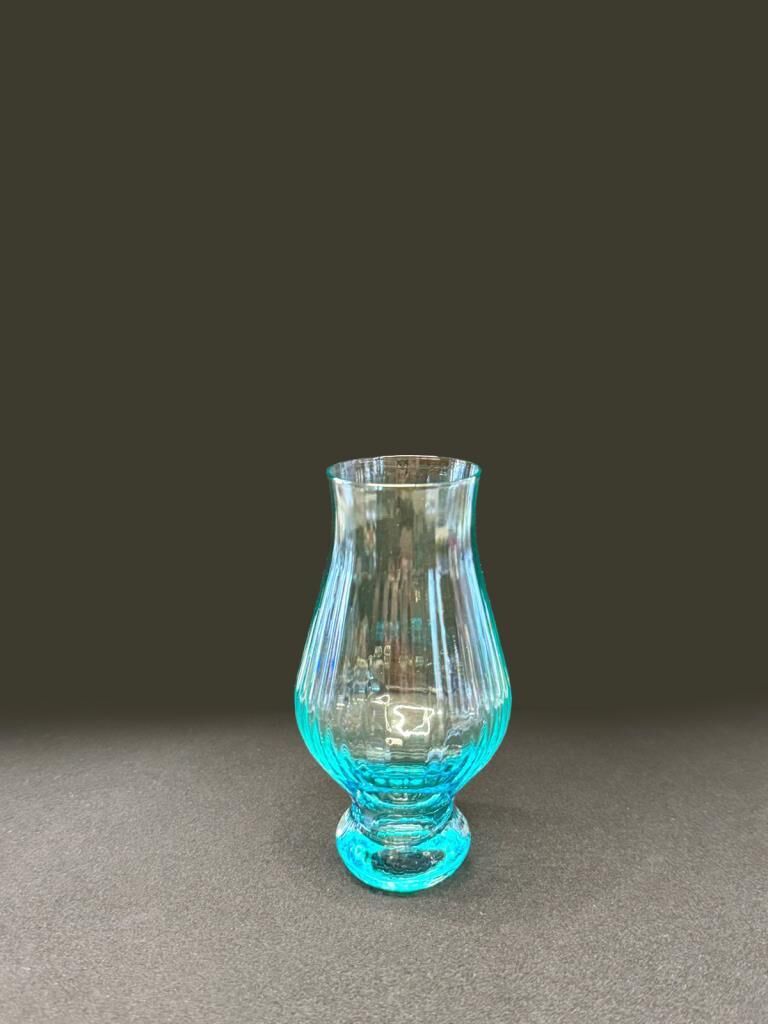 TURKUAZ AYAKLI KRİSTAL CAM TEKLİ KAHVE YANI BARDAK