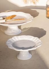 GRANDE BEYAZ AYAKLI SERVİS TABAK 22X10CM