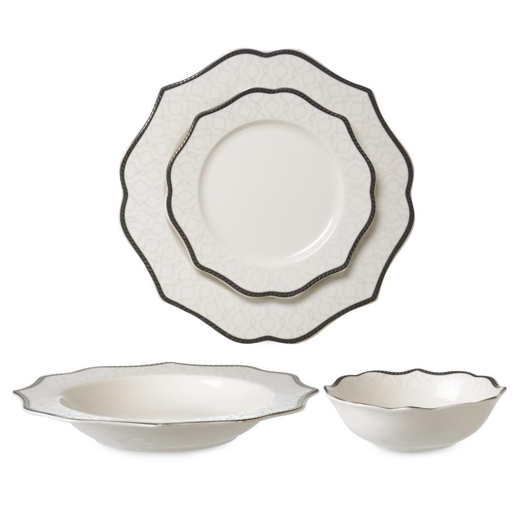 SİYAH BEYAZ 6 KİŞİLİK 24 PARÇA YEMEK TAKIMI