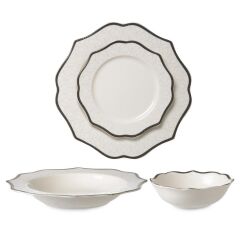 SİYAH BEYAZ 6 KİŞİLİK 24 PARÇA YEMEK TAKIMI