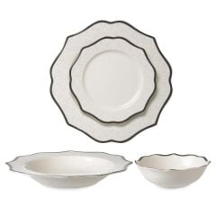 SİYAH BEYAZ 6 KİŞİLİK 24 PARÇA YEMEK TAKIMI