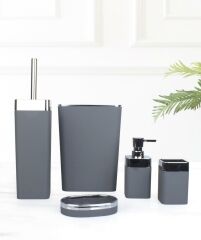 GRİ AKRİLİK 5 PARÇA BANYO SETİ