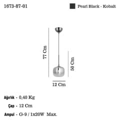 ALEA KOBALT TEKLİ SARKIT AVİZE 1XG9