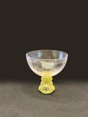 SARI AYAKLI KRİSTAL CAM TEKLİ KUP/KASE