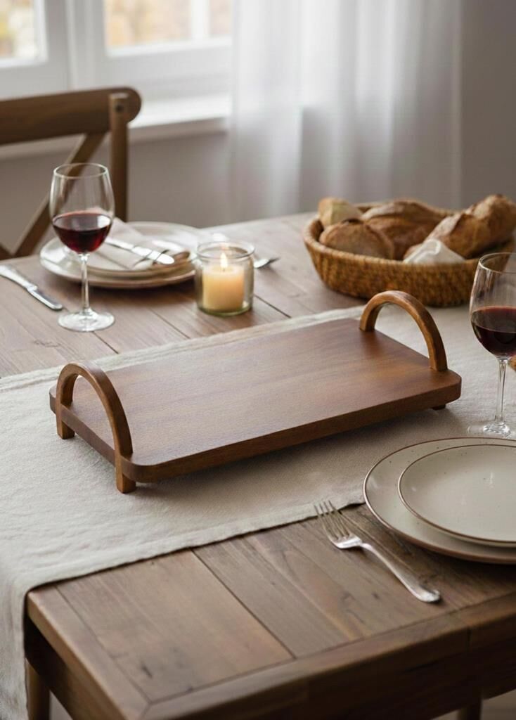 NATURA AKASYA KULPLU TEPSİ 30X16X8CM