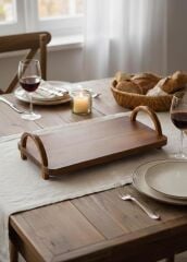 NATURA AKASYA KULPLU TEPSİ 30X16X8CM