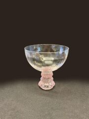 PEMBE AYAKLI KRİSTAL CAM TEKLİ KUP/KASE