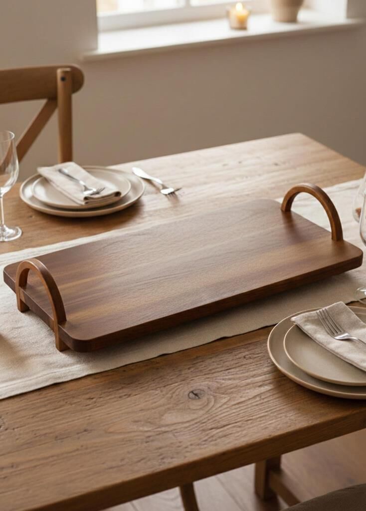 NATURA AKASYA KULPLU TEPSİ 40X20X8CM