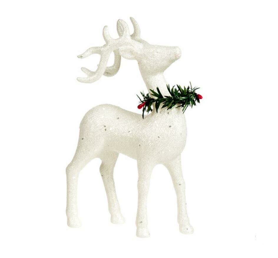BEYAZ SİMLİ NOEL GEYİK DEKOR 22CM