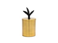 ALTIN SİYAH METAL YAPRAK KAPAKLI KUTU/DEKOR 19CM