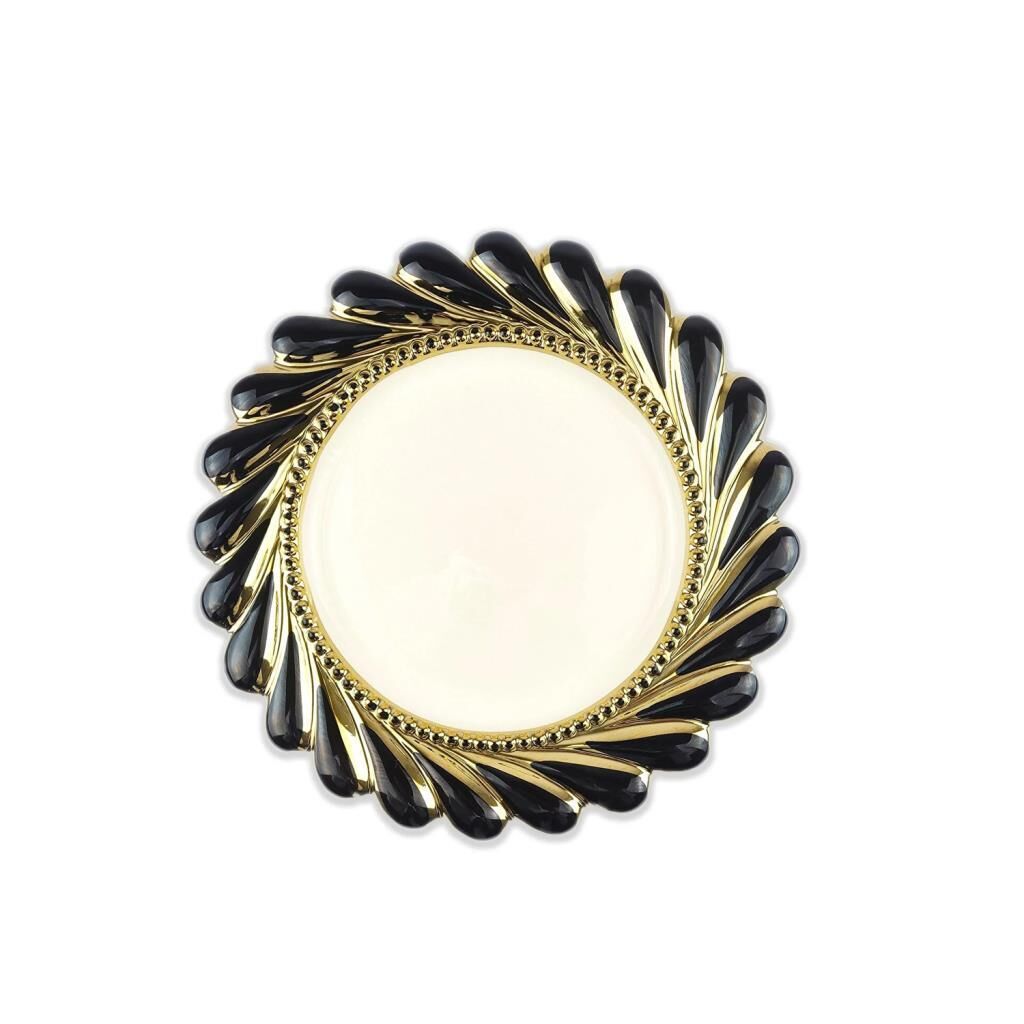 CALLAVİ SİYAH ALTIN YUVARLAK TABAK 33CM