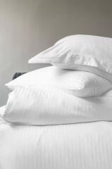 PURE WHİTE ÇİZGİLİ SATEN ÇİFT KİŞİLİK NEVRESİM TAKIMI