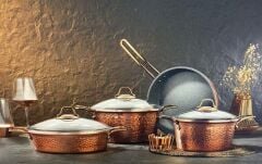 COPPER BAKIR TENCERE SETİ 7 PARÇA