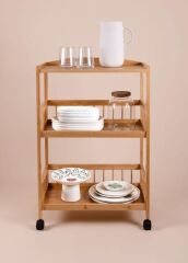 BAMBU TEKERLEKLİ 3 KATLI DÜZENLEYİCİ DOLAP/RAF 85X35X30CM