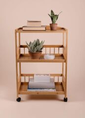 BAMBU TEKERLEKLİ 3 KATLI DÜZENLEYİCİ DOLAP/RAF 85X35X30CM