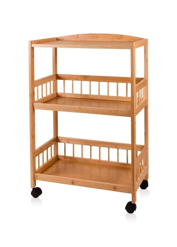 BAMBU TEKERLEKLİ 3 KATLI DÜZENLEYİCİ DOLAP/RAF 85X35X30CM