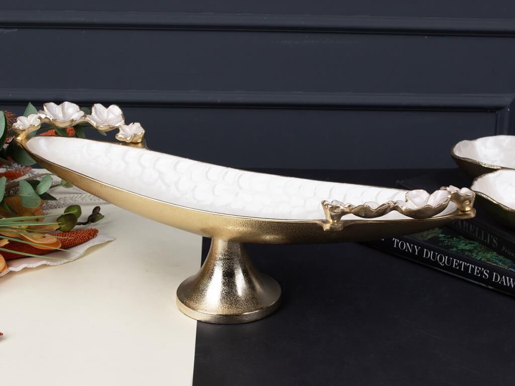 FLORINDO ALTIN SEDEFLİ SUNUMLUK/GONDOL 52X12X17CM