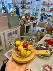 BAMBU TEPSİLİ CAM KASE/ÇEREZLİK