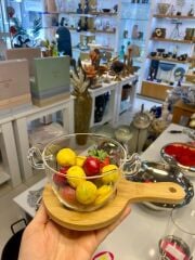 BAMBU TEPSİLİ CAM KASE/ÇEREZLİK