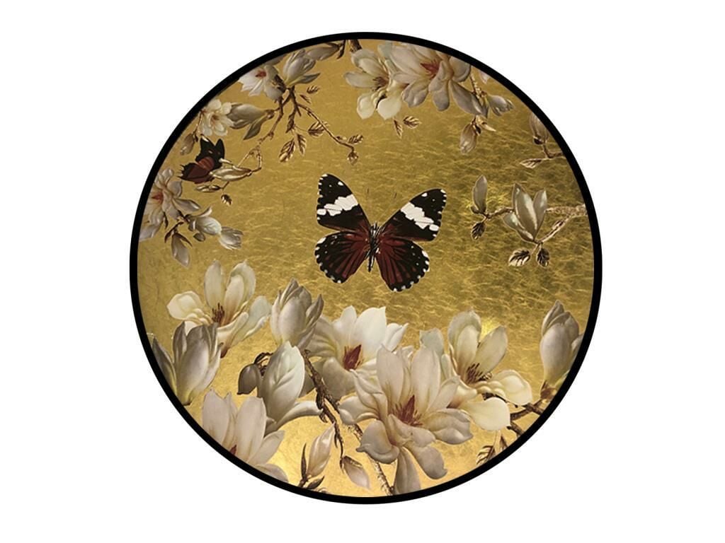 DK5492 SİYAH ALTIN ÇİÇEKLİ YUVARLAK TABLO 80X80CM