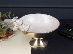 FLORINDO ALTIN SEDEFLİ AYAKLI MEYVELİK/DEKOR 24X17CM
